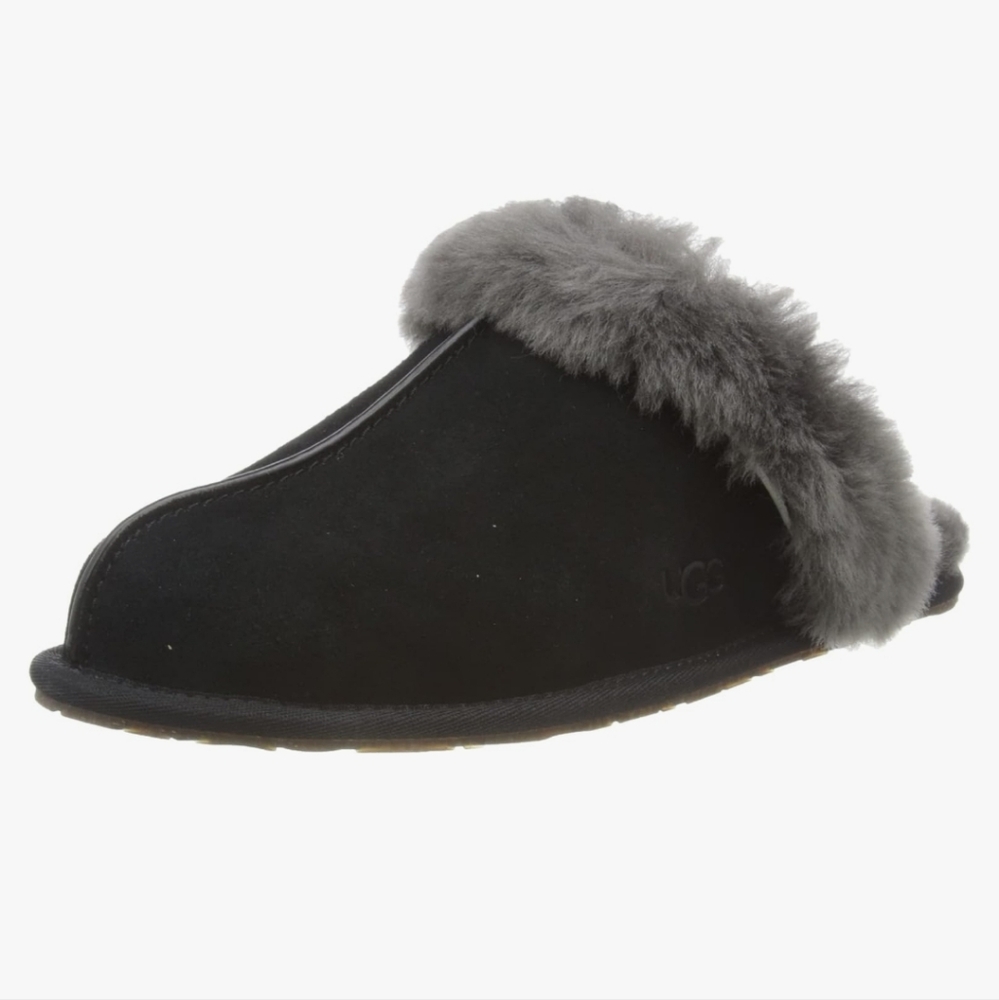 Ugg size 10 black sheepskin slippers back /grey new in the box - Picture 7 of 9